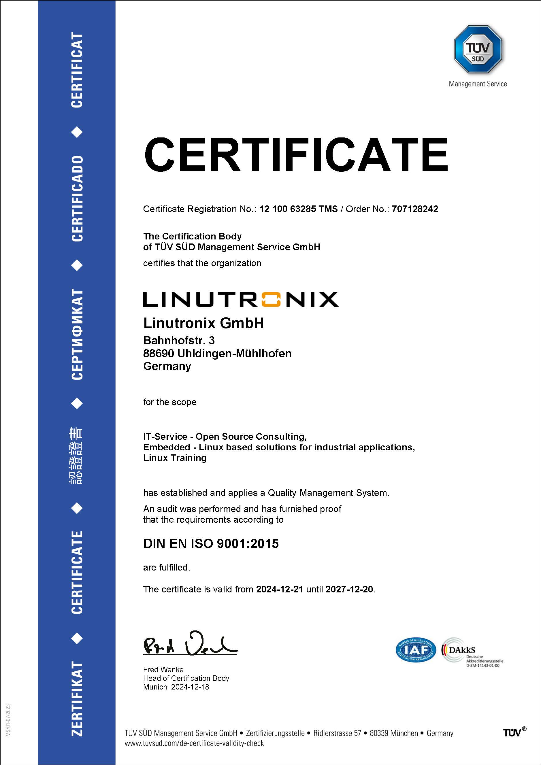 ISO9001 Certificate